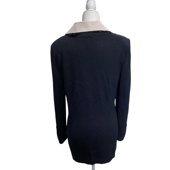 St. John Santana Knit Evening Blazer Cardigan - Removable Collar - Black Size 10 - Picture 5 of 9
